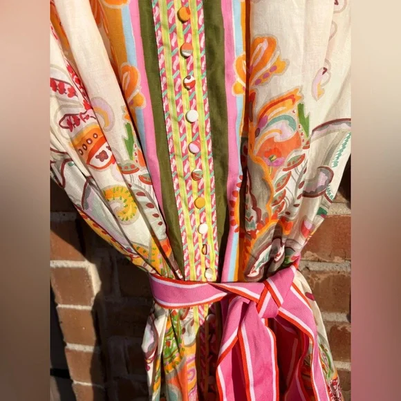 Antonio Melani Brynn Pink Scarf Floral Border Print Button
Front Dress NWT - Picture 7 of 9